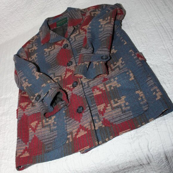Preston & York Sport Womens Vntg Wool Blend Chore Coat Southwest Aztec Size 14 - Picture 5 of 7